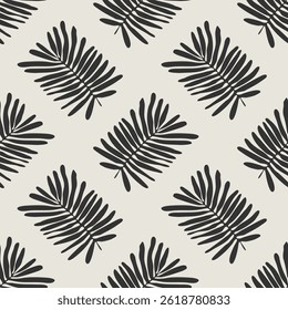 Trendy minimalist seamless botanical pattern with abstract creative hand drawn composition