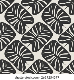 Trendy minimalist seamless botanical pattern with abstract creative hand drawn composition