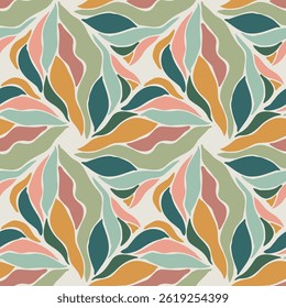 Trendy minimalist seamless botanical pattern with abstract creative hand drawn composition
