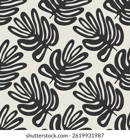 Trendy minimalist seamless botanical pattern with abstract creative hand drawn composition