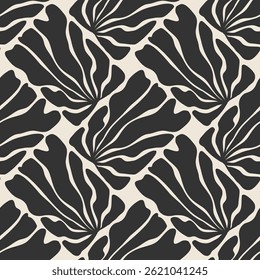Trendy minimalist seamless botanical pattern with abstract creative hand drawn composition