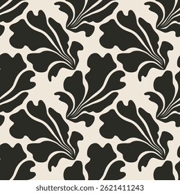 Trendy minimalist seamless botanical pattern with abstract creative hand drawn composition
