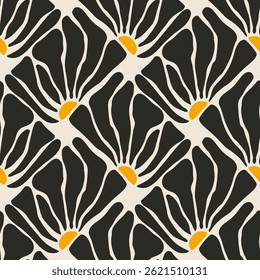 Trendy minimalist seamless botanical pattern with abstract creative hand drawn composition