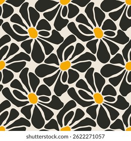 Trendy minimalist seamless botanical pattern with abstract creative hand drawn composition