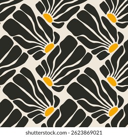 Trendy minimalist seamless botanical pattern with abstract creative hand drawn composition
