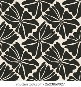 Trendy minimalist seamless botanical pattern with abstract creative hand drawn composition
