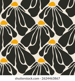 Trendy minimalist seamless botanical pattern with abstract creative hand drawn composition