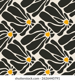 Trendy minimalist seamless botanical pattern with abstract creative hand drawn composition