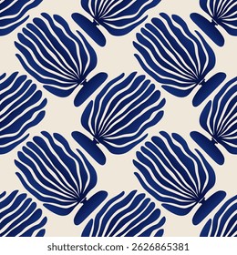 Trendy minimalist seamless botanical pattern with abstract creative hand drawn composition