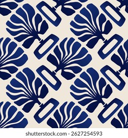 Trendy minimalist seamless botanical pattern with abstract creative hand drawn composition