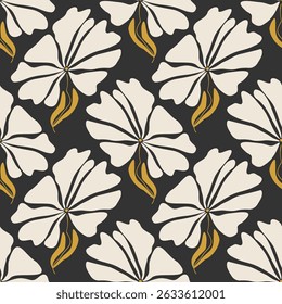 Trendy minimalist seamless botanical pattern with abstract creative hand drawn composition