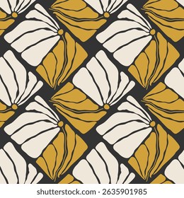 Trendy minimalist seamless botanical pattern with abstract creative hand drawn composition