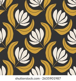 Trendy minimalist seamless botanical pattern with abstract creative hand drawn composition