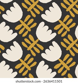 Trendy minimalist seamless botanical pattern with abstract creative hand drawn composition