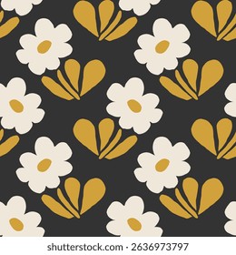 Trendy minimalist seamless botanical pattern with abstract creative hand drawn composition
