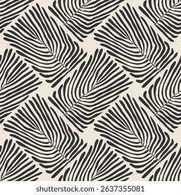 Trendy minimalist seamless botanical pattern with abstract creative hand drawn composition