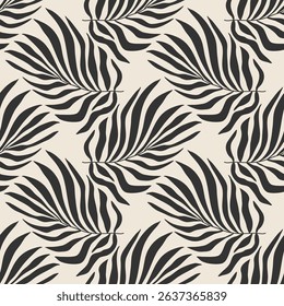 Trendy minimalist seamless botanical pattern with abstract creative hand drawn composition