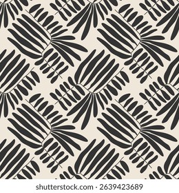 Trendy minimalist seamless botanical pattern with abstract creative hand drawn composition