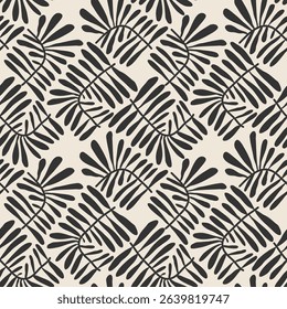 Trendy minimalist seamless botanical pattern with abstract creative hand drawn composition