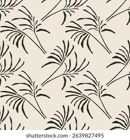 Trendy minimalist seamless botanical pattern with abstract creative hand drawn composition