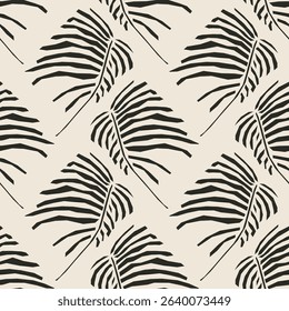 Trendy minimalist seamless botanical pattern with abstract creative hand drawn composition