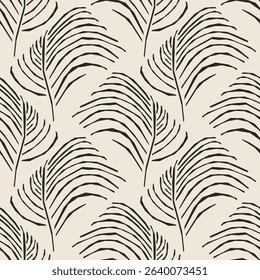 Trendy minimalist seamless botanical pattern with abstract creative hand drawn composition