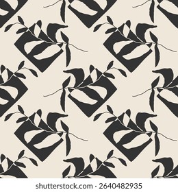 Trendy minimalist seamless botanical pattern with abstract creative hand drawn composition