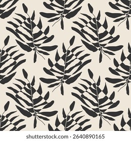 Trendy minimalist seamless botanical pattern with abstract creative hand drawn composition