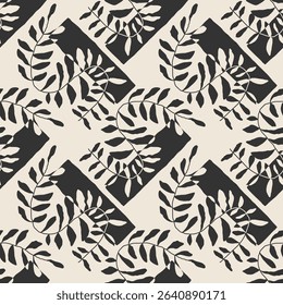Trendy minimalist seamless botanical pattern with abstract creative hand drawn composition