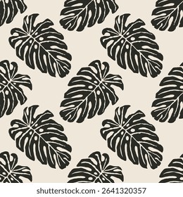 Trendy minimalist seamless botanical pattern with abstract creative hand drawn composition