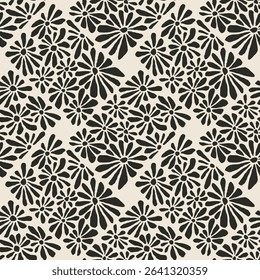 Trendy minimalist seamless botanical pattern with abstract creative hand drawn composition