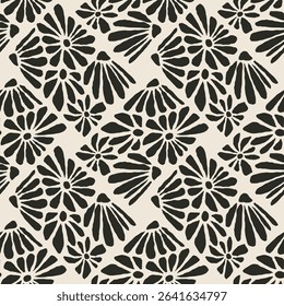 Trendy minimalist seamless botanical pattern with abstract creative hand drawn composition