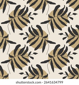 Trendy minimalist seamless botanical pattern with abstract creative hand drawn composition