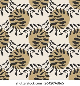 Trendy minimalist seamless botanical pattern with abstract creative hand drawn composition