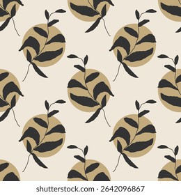 Trendy minimalist seamless botanical pattern with abstract creative hand drawn composition