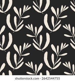 Trendy minimalist seamless botanical pattern with abstract creative hand drawn composition