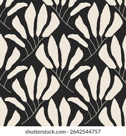 Trendy minimalist seamless botanical pattern with abstract creative hand drawn composition