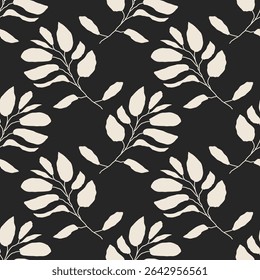 Trendy minimalist seamless botanical pattern with abstract creative hand drawn composition