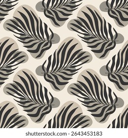 Trendy minimalist seamless botanical pattern with abstract creative hand drawn composition