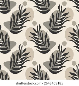 Trendy minimalist seamless botanical pattern with abstract creative hand drawn composition