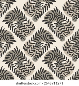 Trendy minimalist seamless botanical pattern with abstract creative hand drawn composition