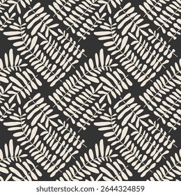 Trendy minimalist seamless botanical pattern with abstract creative hand drawn composition