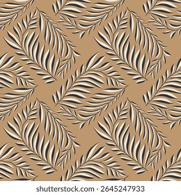 Trendy minimalist seamless botanical pattern with abstract creative hand drawn composition