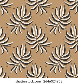 Trendy minimalist seamless botanical pattern with abstract creative hand drawn composition