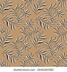 Trendy minimalist seamless botanical pattern with abstract creative hand drawn composition