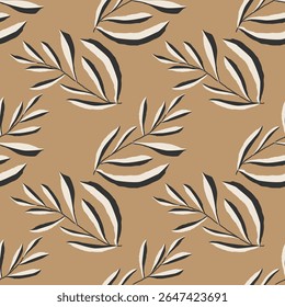 Trendy minimalist seamless botanical pattern with abstract creative hand drawn composition