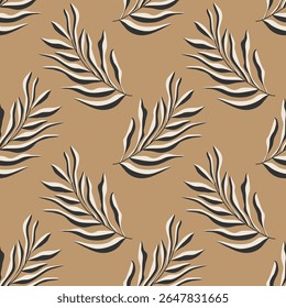 Trendy minimalist seamless botanical pattern with abstract creative hand drawn composition