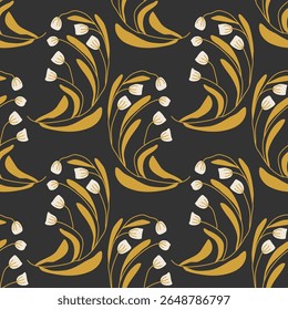 Trendy minimalist seamless botanical pattern with abstract creative hand drawn composition