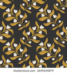 Trendy minimalist seamless botanical pattern with abstract creative hand drawn composition