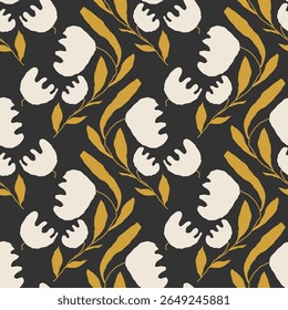 Trendy minimalist seamless botanical pattern with abstract creative hand drawn composition